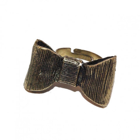 Antique Gold Vintage Style Adjustable Bow Ring