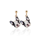 Quirky Black & White Dog Face Ditsy Drop Earrings