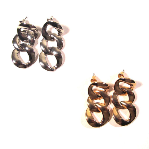 Chunky Chain Links Gold or Silver Tone Earrings