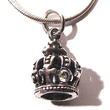 Pretty Silver Crown and Snake Chain Pendant