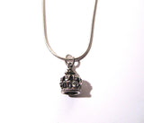 Pretty Silver Crown and Snake Chain Pendant