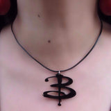 Buffy Inspired Logo Black Acrylic Pendant Necklace