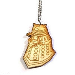 Wooden Dalek Laser-cut Engraved Necklace