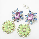 Stunning Statement Gemstones Flower Drop Earrings