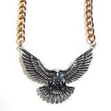 Silver 3D Eagle on Big Chunky Gold Chain Necklace