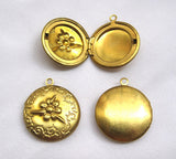 Embossed Floral Golden Round Locket Pendant
