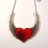 Heart and Wings Tattoo Style Acrylic Pendant