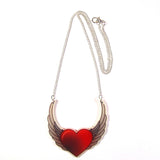 Heart and Wings Tattoo Style Acrylic Pendant