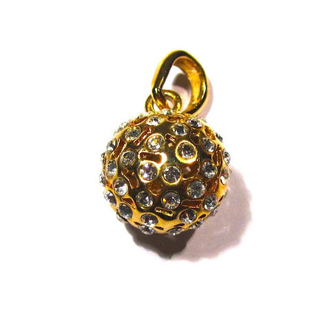 Pretty Gem Studded Gold Tone Hollow Pendant