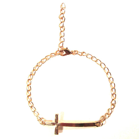 Slim Gold Cross Chain Bracelet