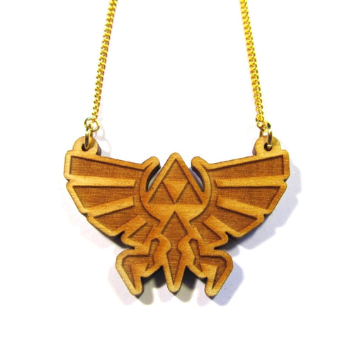 Wooden Zelda Triforce Design Pendant