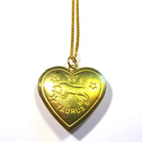 Signs of the Zodiac Brass Heart Locket Pendant