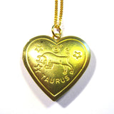 Signs of the Zodiac Brass Heart Locket Pendant