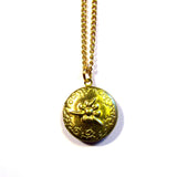 Embossed Floral Golden Round Locket Pendant