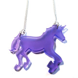 Frosted Purple Acrylic Unicorn Necklace