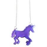 Frosted Purple Acrylic Unicorn Necklace