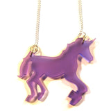 Frosted Purple Acrylic Unicorn Necklace