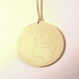 Pearlised Globe Map Of World Circle Acrylic Necklace