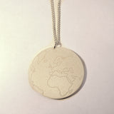 Pearlised Globe Map Of World Circle Acrylic Necklace