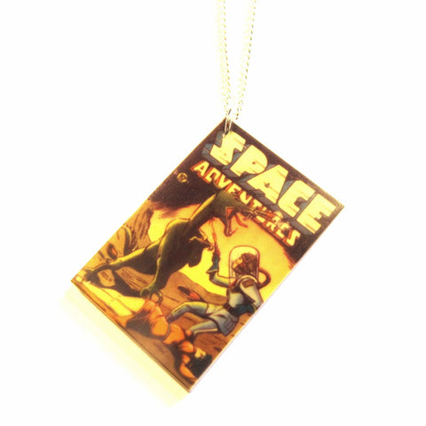 Comic Book Style Cover 'Space Adventures' Acrylic Pendant