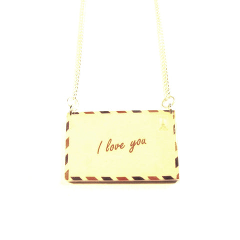 'I Love You' Airmail Envelope Acrylic Necklace
