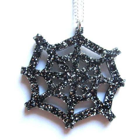 Glitter Black Cobweb Pendant