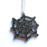 Glitter Black Cobweb Pendant - Halloween