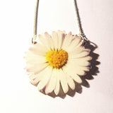 Gorgeous Large White Daisy Flower Heart Acrylic Pendant