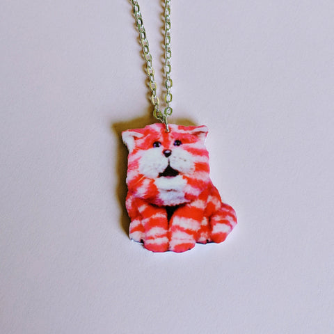 Retro Bag Puss Acrylic Pendant Necklace