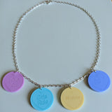 Pretty in Pastels Retro Love Heart Slogans Acrylic Necklace