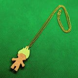 Colourful 80s Troll Doll Acrylic Necklace - Pastel Lemon Yellow