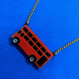 Red Double Decker London Bus Acrylic Perspex Necklace