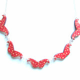 Red Star Patterned Wooden Moustaches Necklace