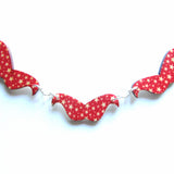 Red Star Patterned Wooden Moustaches Necklace