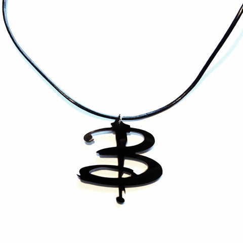 Buffy Inspired Logo Black Acrylic Pendant Necklace