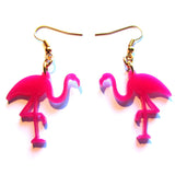 Hot Pink Flamingo Acrylic Drop Earrings