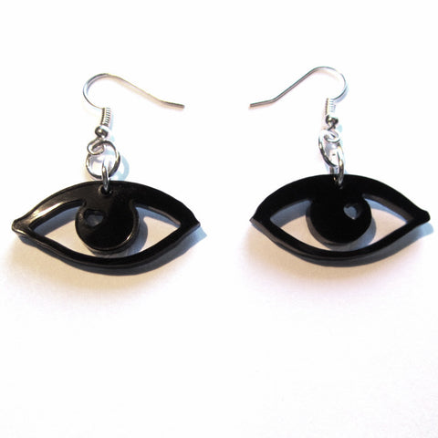 Cool Eye Design Black Acrylic Drop Earrings
