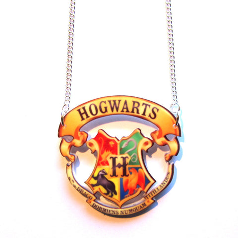 Hogwarts Crest Cut Out Pendant Necklace