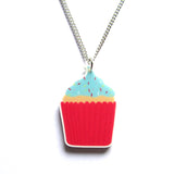 Colourful Cupcake Acrylic Pendant Necklace