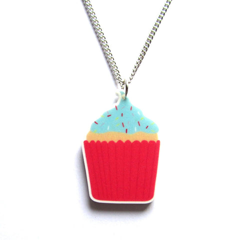 Colourful Cupcake Acrylic Pendant Necklace