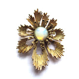 Vintage Statement Golden Opal Flower Brooch