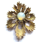 Vintage Statement Golden Opal Flower Brooch