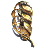 Vintage Leaf Design Gems Golden Brooch