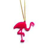 Hot Pink Flamingo Acrylic Pendant Necklace