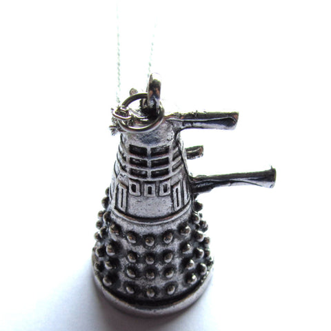 3D Cast Metal Distressed Dalek Pendant Necklace