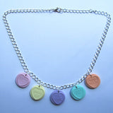 Sweet Faux Love Hearts Multicolour Pastel Clay Charm Necklace