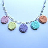 Sweet Faux Love Hearts Multicolour Pastel Clay Charm Necklace