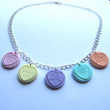 Sweet Faux Love Hearts Multicolour Pastel Clay Charm Necklace