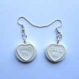 Sweet Faux Love Hearts White Clay Charm Earrings