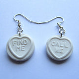 Sweet Faux Love Hearts White Clay Charm Earrings